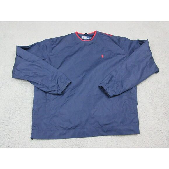 VINTAGE‎ Polo Ralph Lauren Jacket Mens Medium Blue Pullover Golf Lightweight - Picture 1 of 14